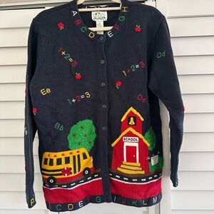 Quacker Factory Navy Schoolhouse Cardigan